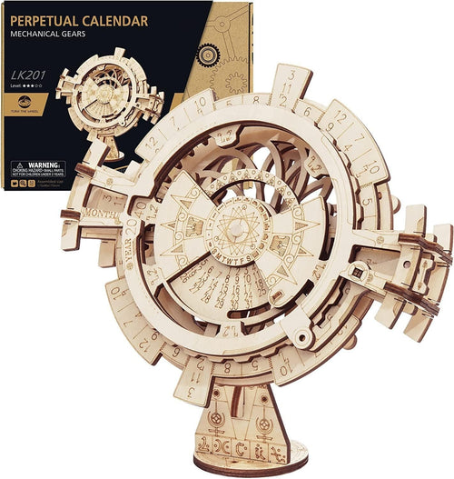 Wooden Perpetual Calendar Puzzle DIY Kit – 3D Gear Desk Toy Gift Adults