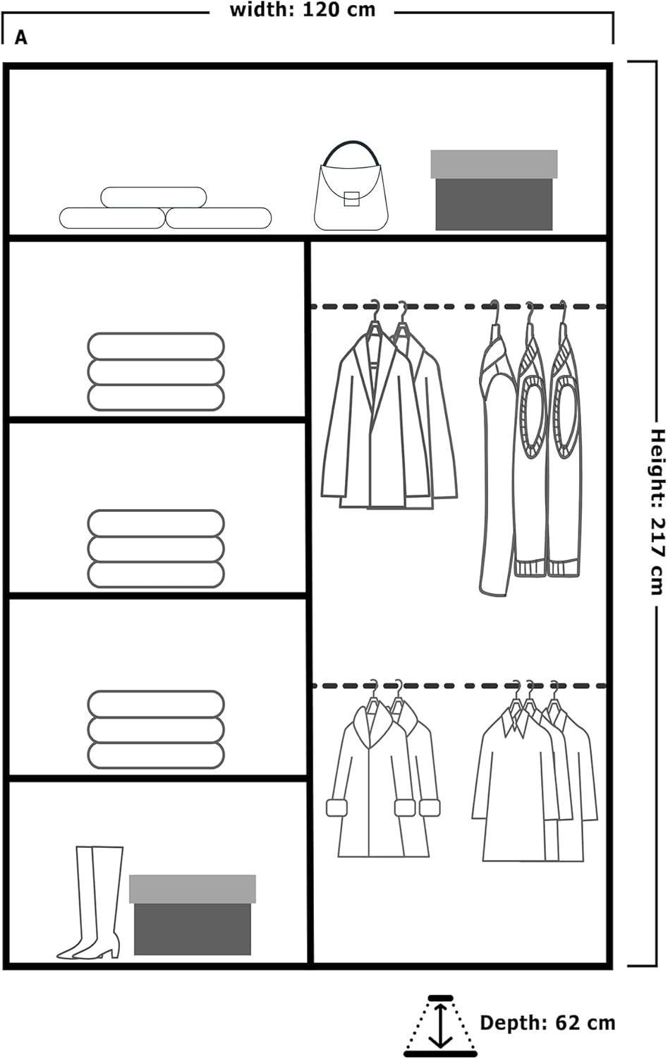 White Sliding Mirror Wardrobe 2 Door 120cm Modern Bedroom Storage