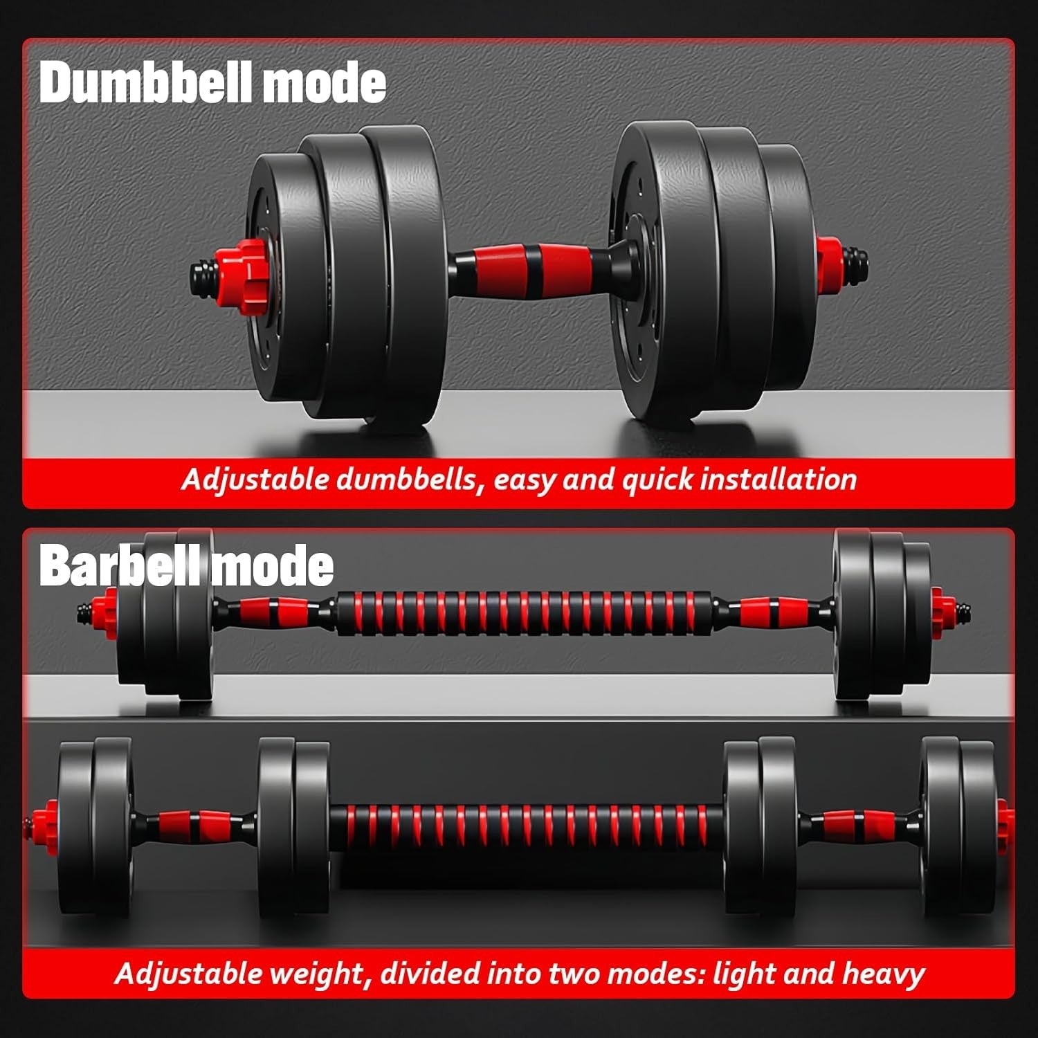 40KG Adjustable Dumbbells Set 4 in 1 Barbell Kettlebell Home Gym