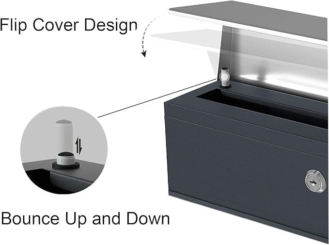 Wall Mounted Lockable Mailbox Waterproof Stainless Steel Post Box Large Capacity