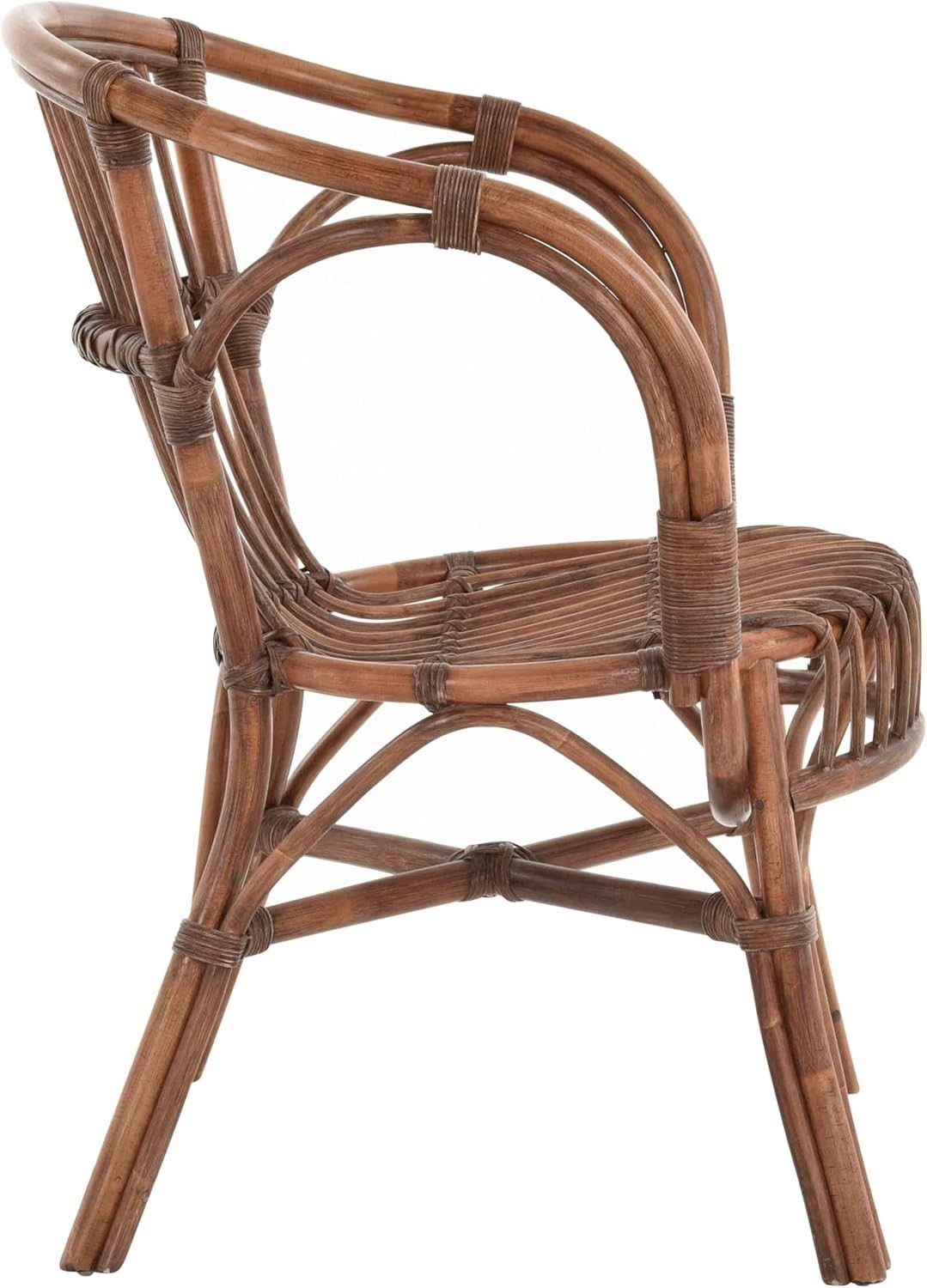 Scandinavian Wicker Chair Natural Rattan Armchair Brown Indoor Lounge Seat