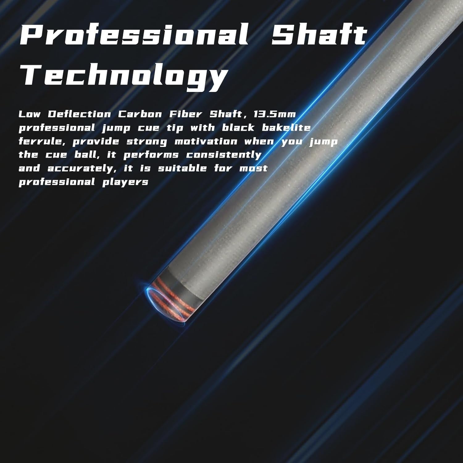 Low Deflection Pool Cue 20oz Carbon Shaft 12.5mm Tip Uni-Lock Grip