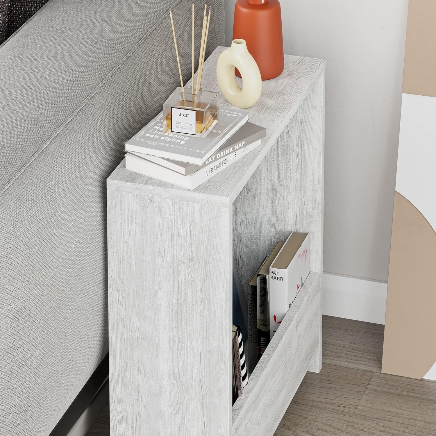 2-Tier Side Table with Magazine Rack & Storage – 55x20x60cm