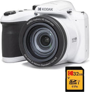 20MP Digital Bridge Camera 40X Zoom 32GB SD Card Full HD White