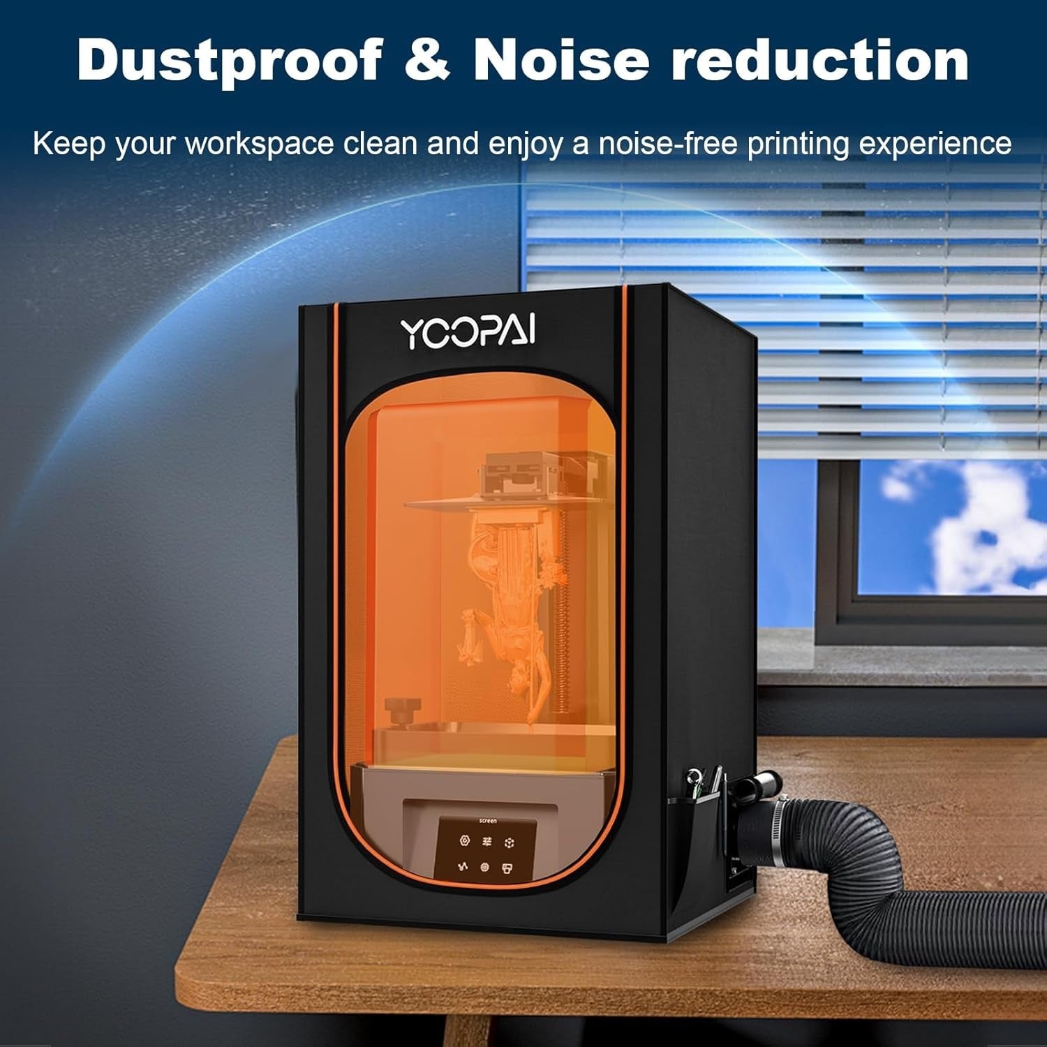 Resin 3D Printer Enclosure Vented Carbon Filter Odor Noise Dust Control