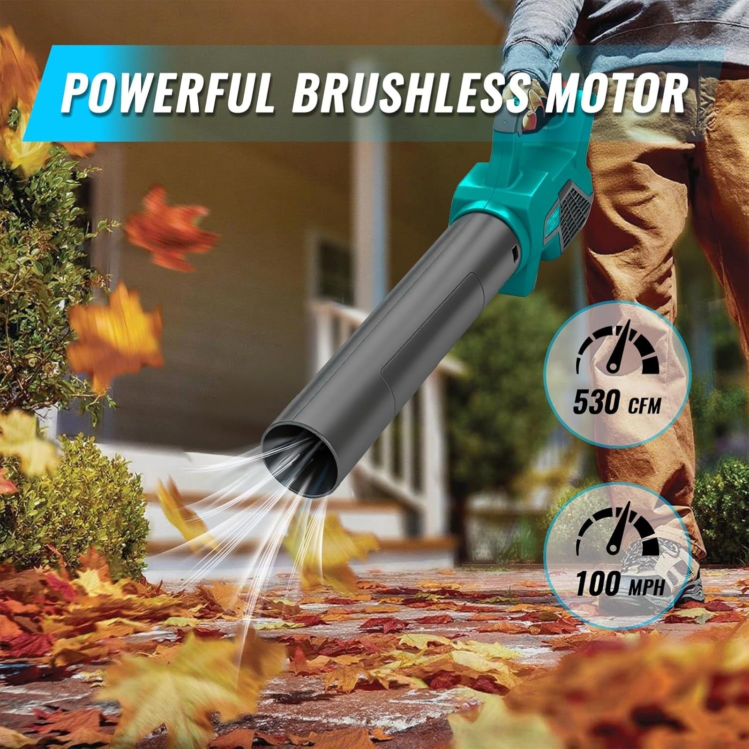 Cordless Leaf Blower 18V 150MPH 130CFM Lightweight Garden Lawn Cleaner