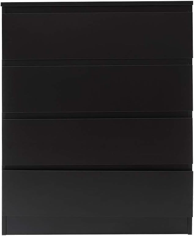 Black 4 Drawer Chest | Modern Bedroom Storage Unit | Slim Tall Cabinet