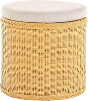 Round Rattan Laundry Basket Seat with Lid, 47×47×50cm Honey Storage Chest
