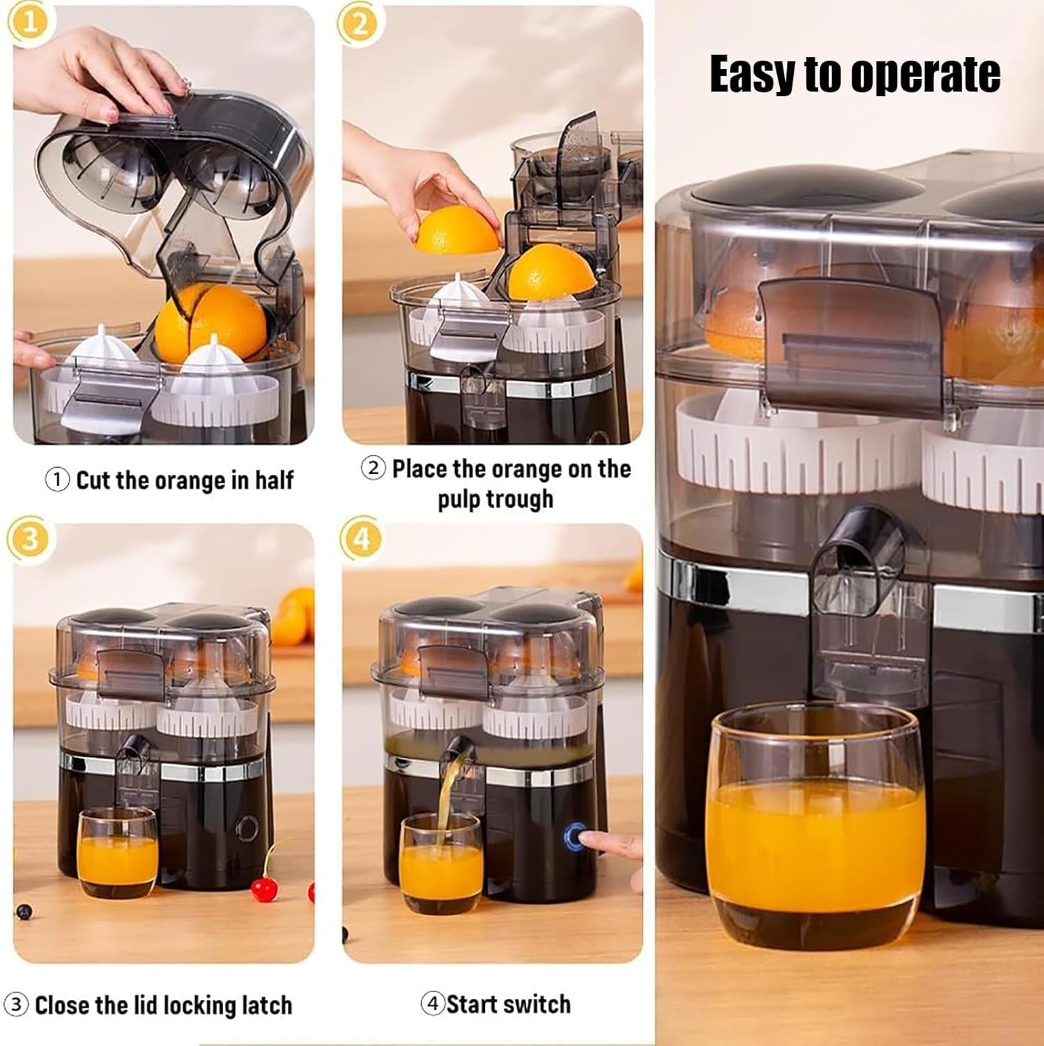 Dual Head Electric Citrus Juicer 100W Fast 18000RPM High Yield 400ml