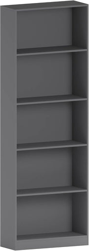 5 Tier Grey Wooden Bookcase Modern Storage Display Shelf for Living Room
