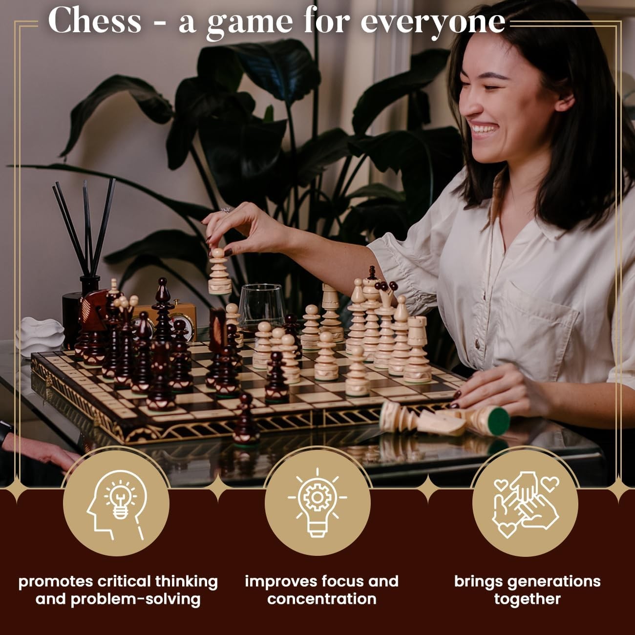 Luxury 60cm Wooden Foldable Chess Set – Large Handcrafted Board & Pieces