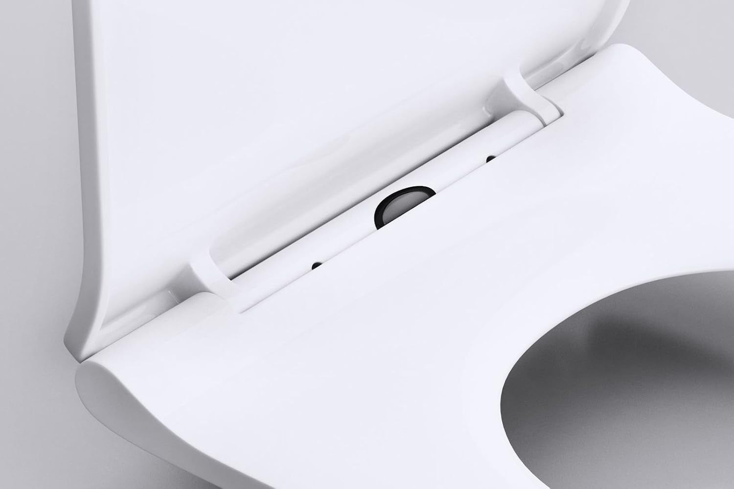 Soft Close D-Shaped Toilet Seat Slim Quick Release White Gloss 360x470mm