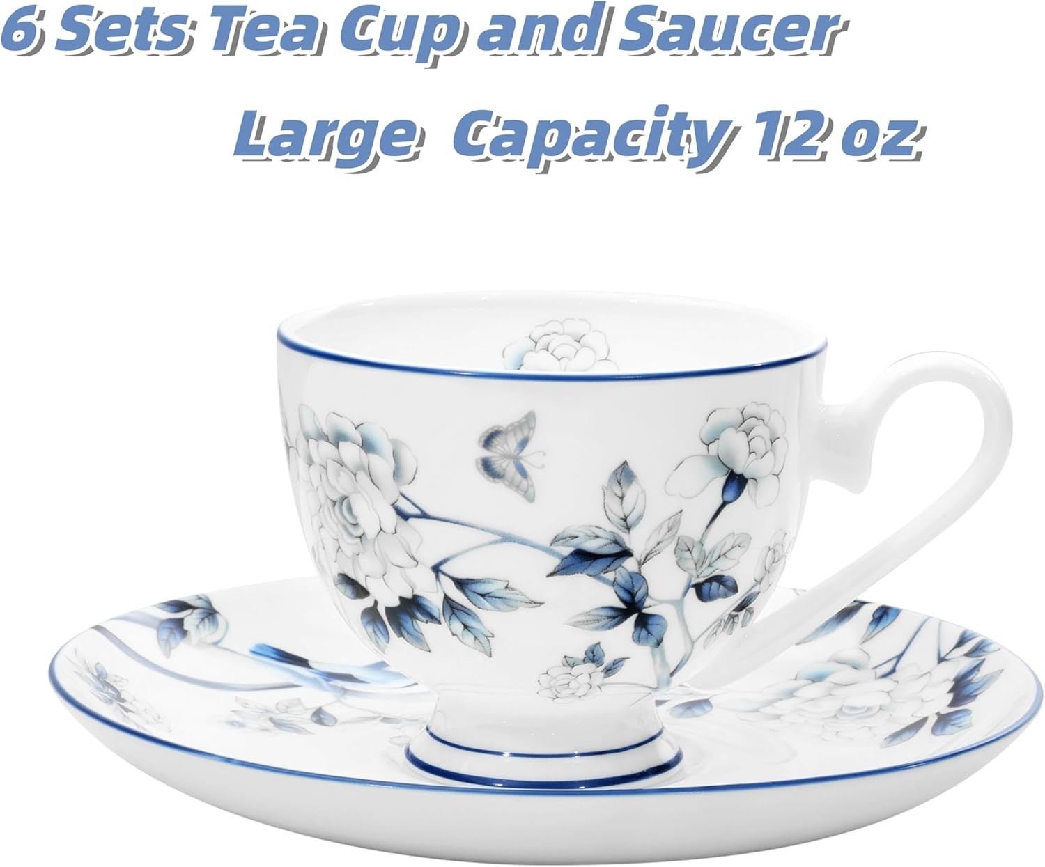 21pc Fine Bone China Tea Set Peacock Design Teapot Cups Saucers Gold Trim