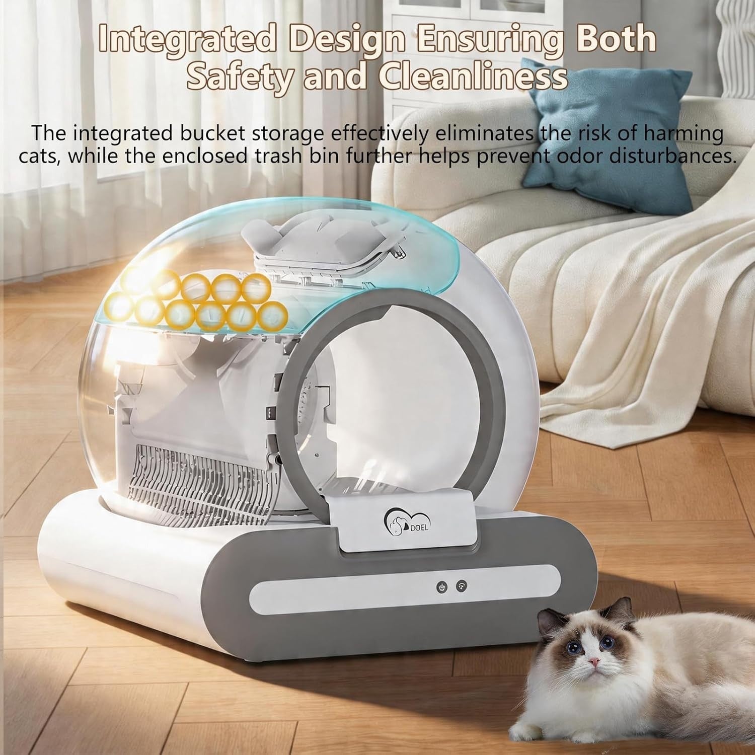 Self Cleaning Cat Litter Box APP Control Leak Proof Automatic Tray