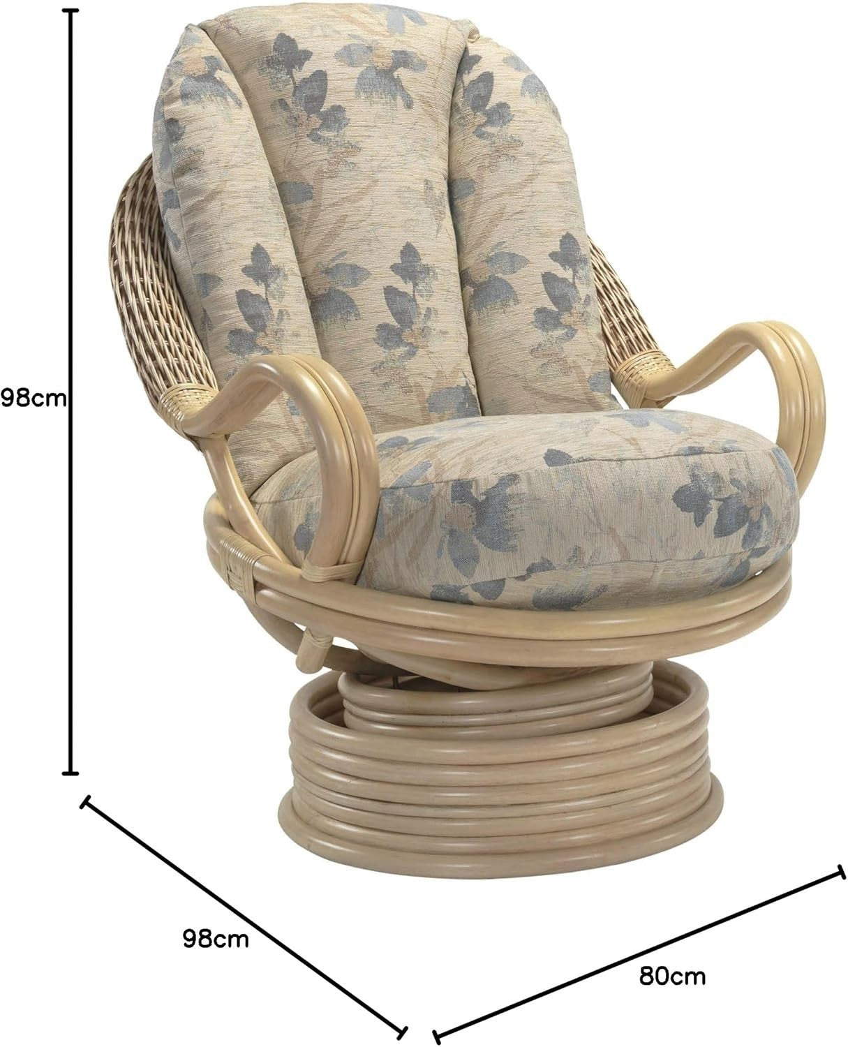 Swivel Rocker Rattan Armchair 360° Indoor Lounge Chair with Cushions