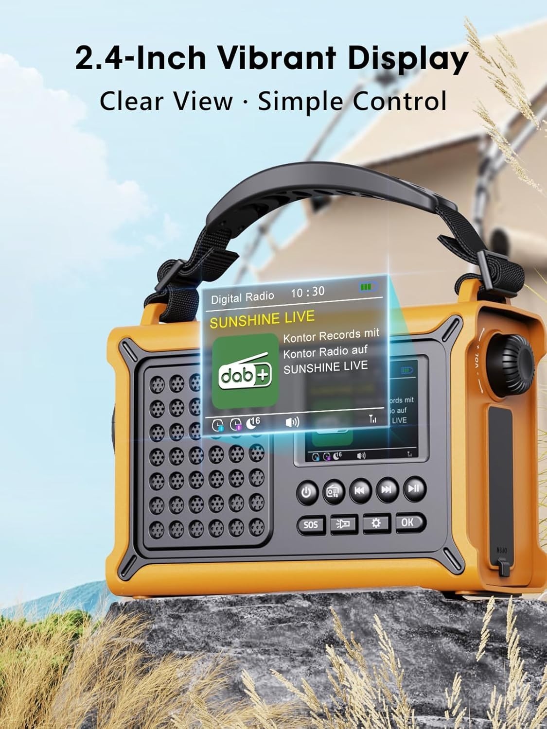 Emergency Solar & Wind-Up DAB+/FM Radio with Bluetooth, Torch & 12000mAh