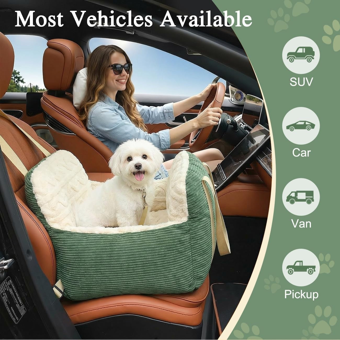 Memory Foam Dog Booster Car Seat Pet Travel Bed Safety Leash 25lb