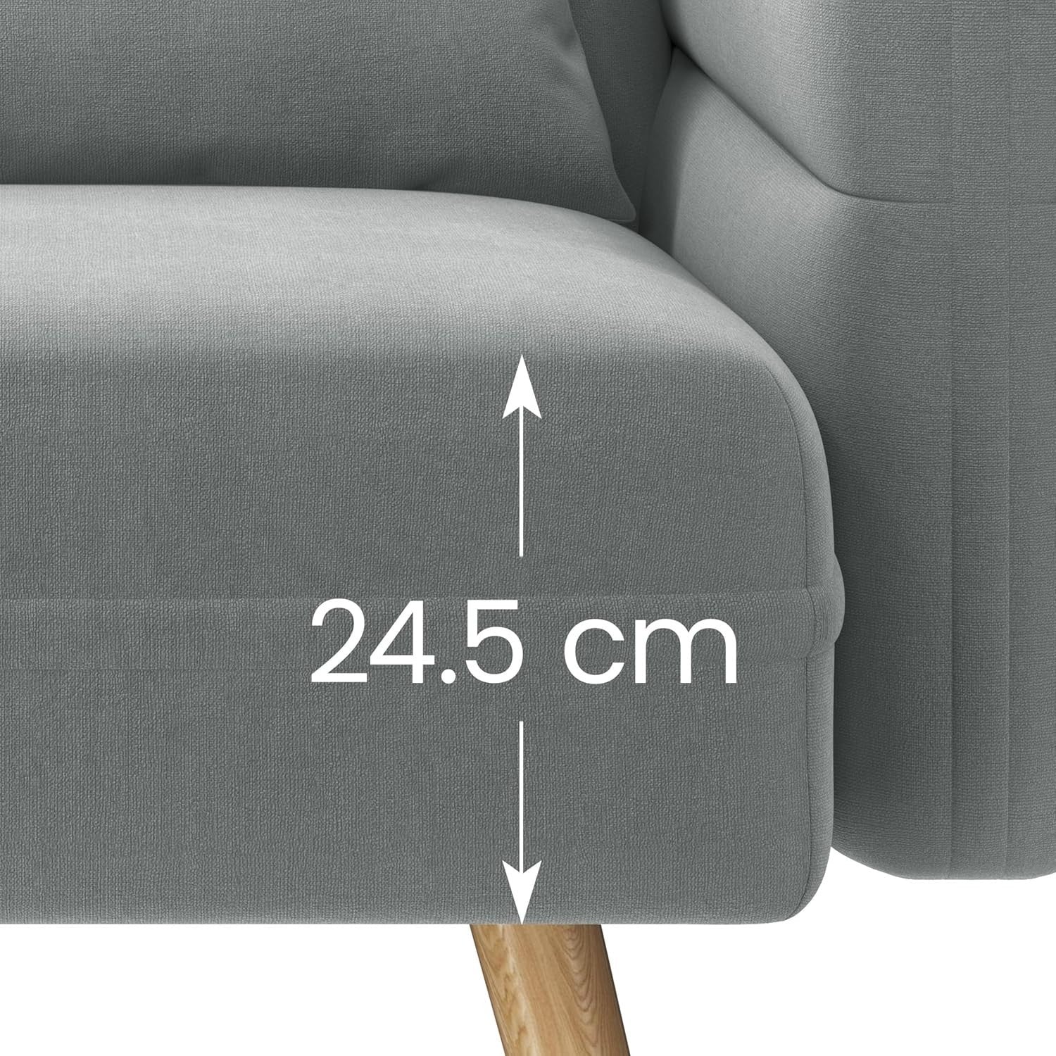 Light Gray Tub Chair with Side Pockets & Lumbar Pillow for Small Spaces