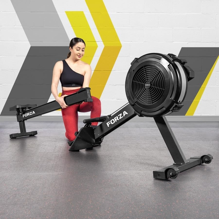 Foldable Air Rowing Machine 10-Level Resistance Digital Monitor Home Rower 136KG