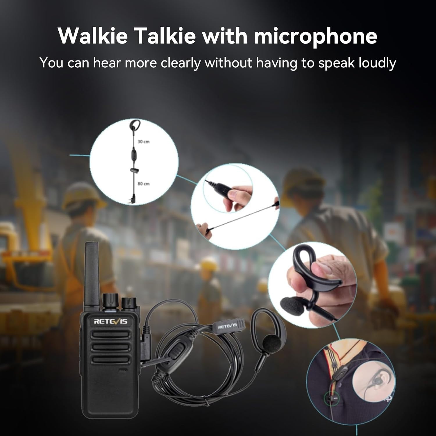 PMR446 Walkie Talkies 4 Pack Long Range Rechargeable Radio w Headset