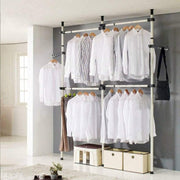 Telescopic Coat Hanger Garment Rack Wardrobe Shelves 60kg Sliver or Grey