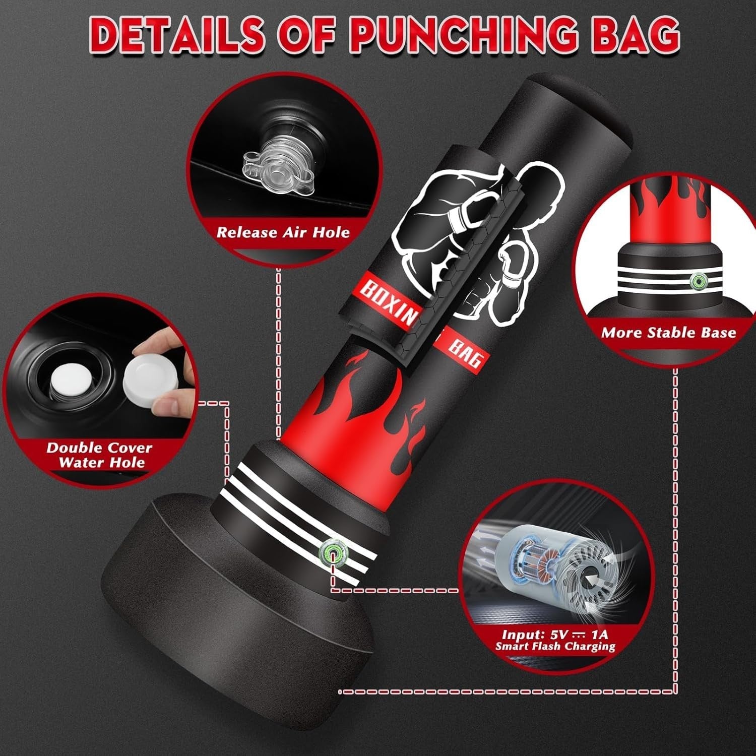 180cm Inflatable Standing Punch Bag Built-In Pump MMA Kickboxing Set