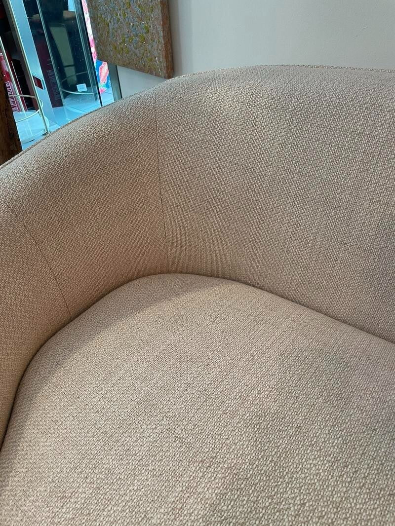 3+2+1 Oatmeal Fabric Sofa Set Gold Legs Curved Armchairs Living Room