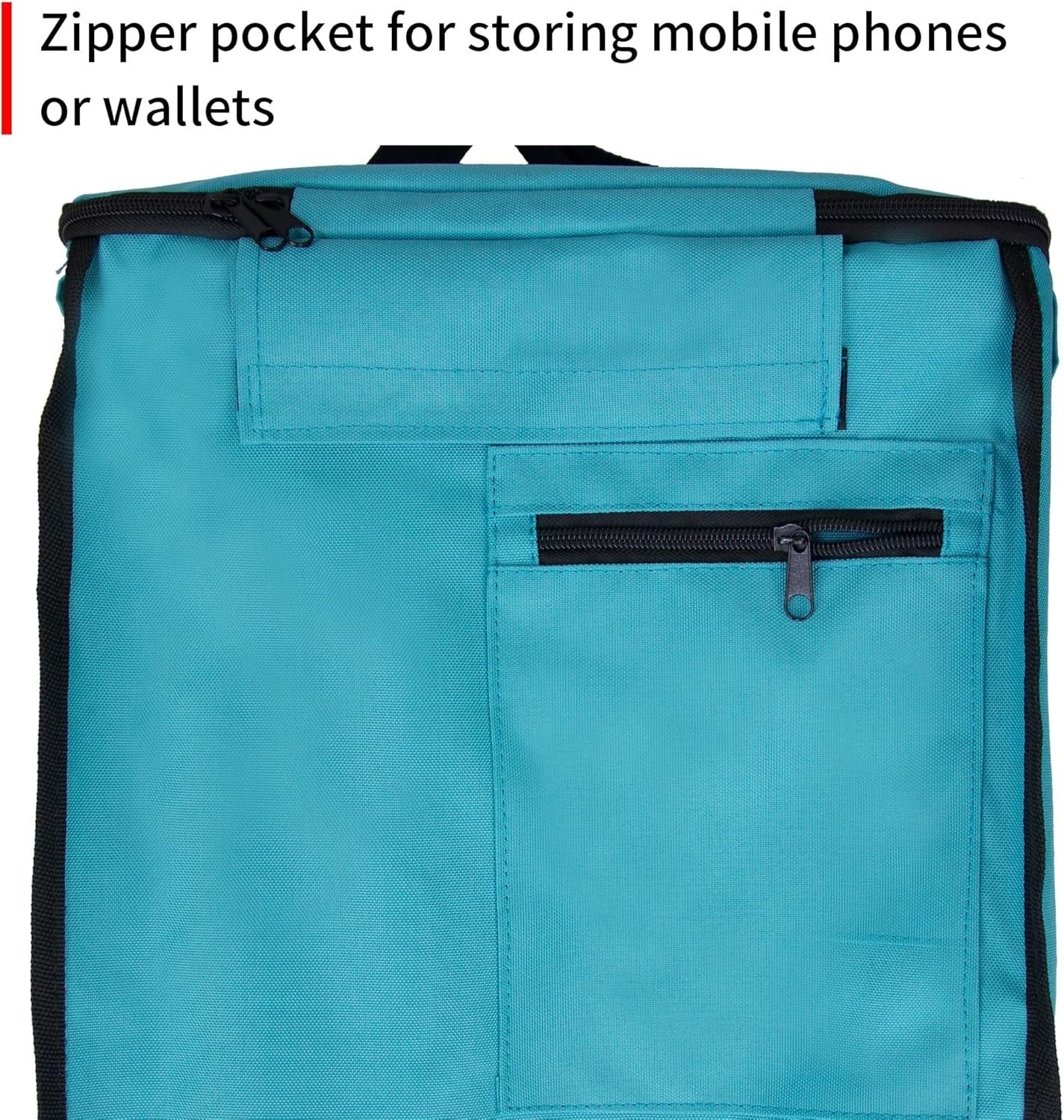 Foldable 45L Shopping Cart Trolley w/ Insulated Bag & 2 Wheels Turquoise