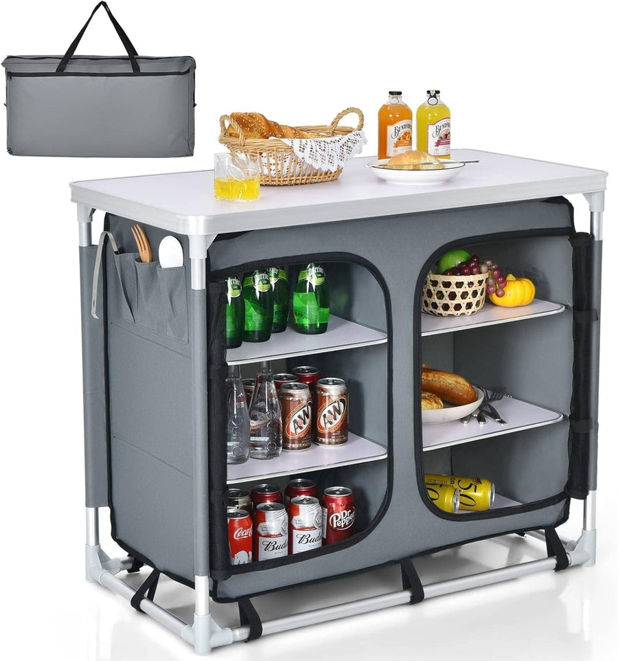 Portable Camping Storage Cabinet with 6 Shelves & Carry Bag - Outdoor