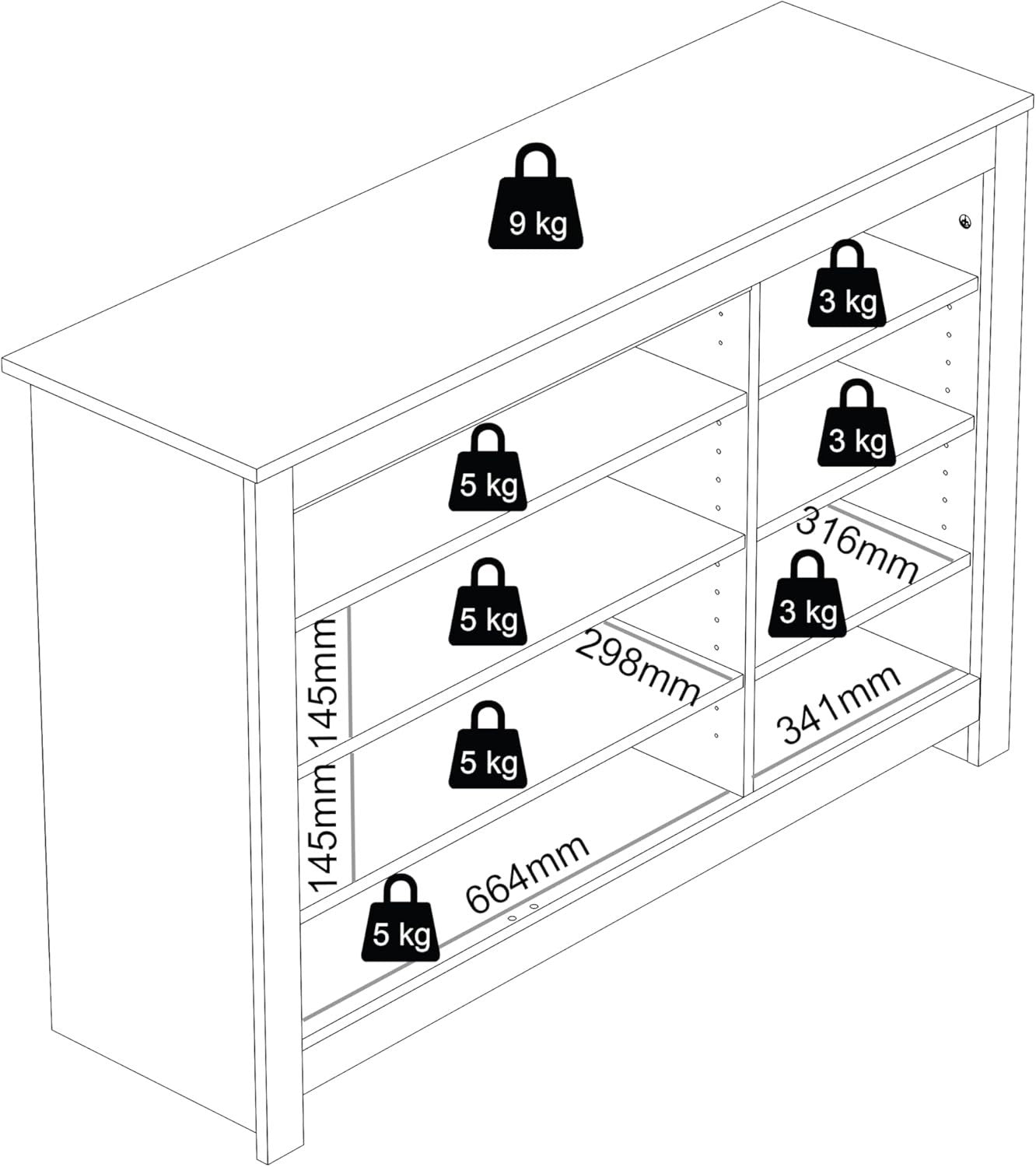 Modern 16 Pair Shoe Cabinet Dusty Grey Oak | 2 Door Storage with Shelves