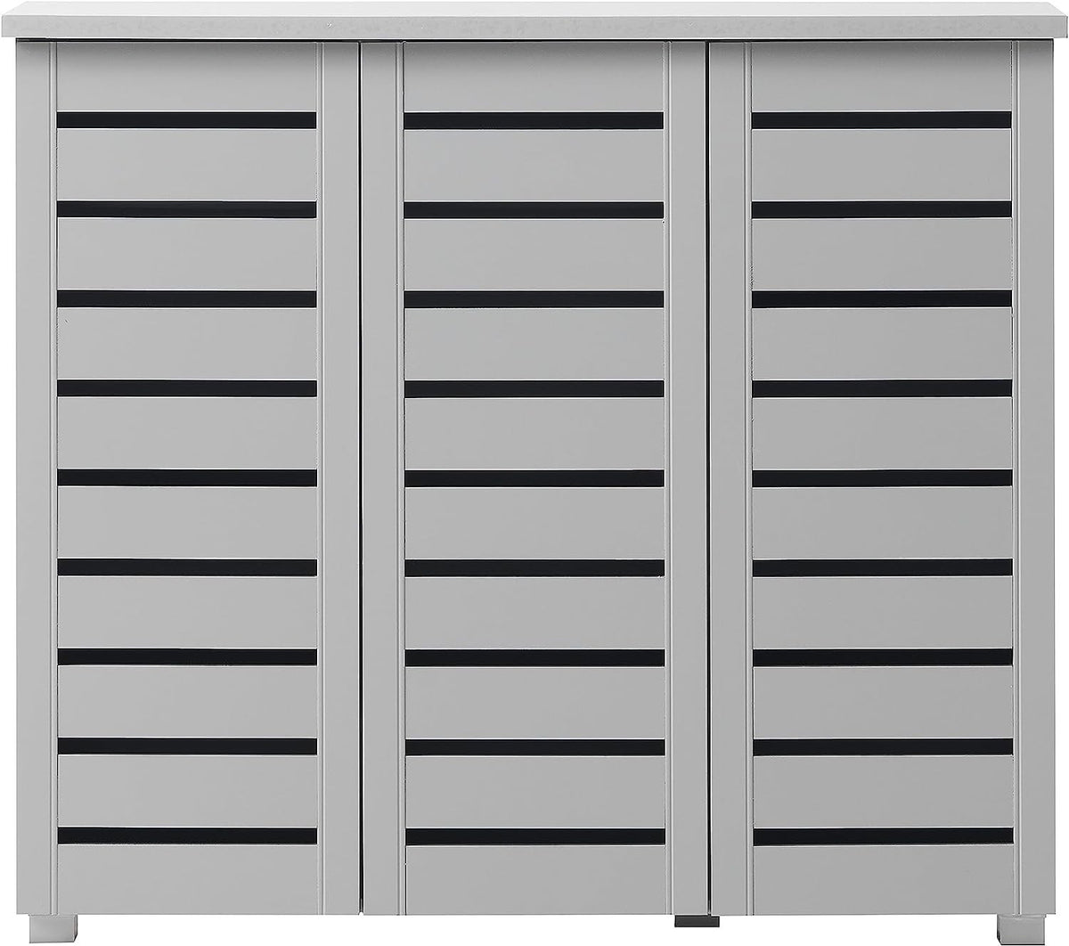5 Tier Shoe Cabinet Storage Unit Grey Modern Cupboard for Hallway 114cm