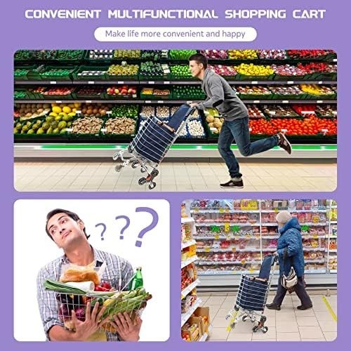 8 Wheel Stair Climbing Shopping Trolley | Foldable Push Cart | Large Capacity
