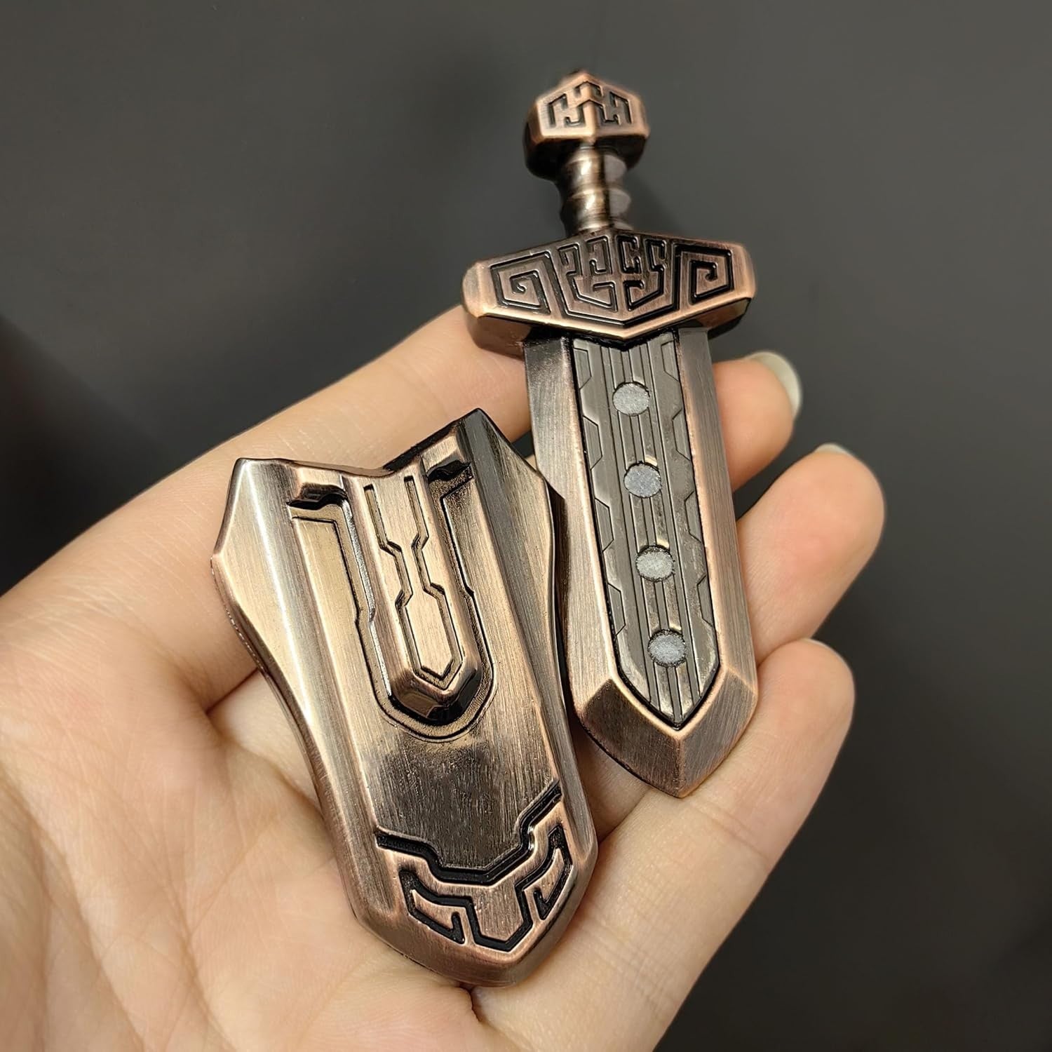 Bronze Magnetic Sword Fidget Slider Metal EDC Stress Relief Desk