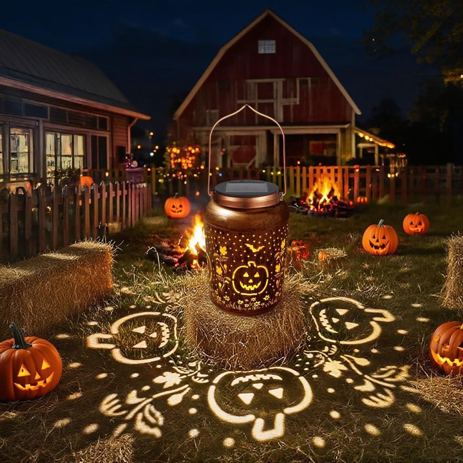 Halloween Pumpkin Solar Lantern Outdoor LED Garden Decor