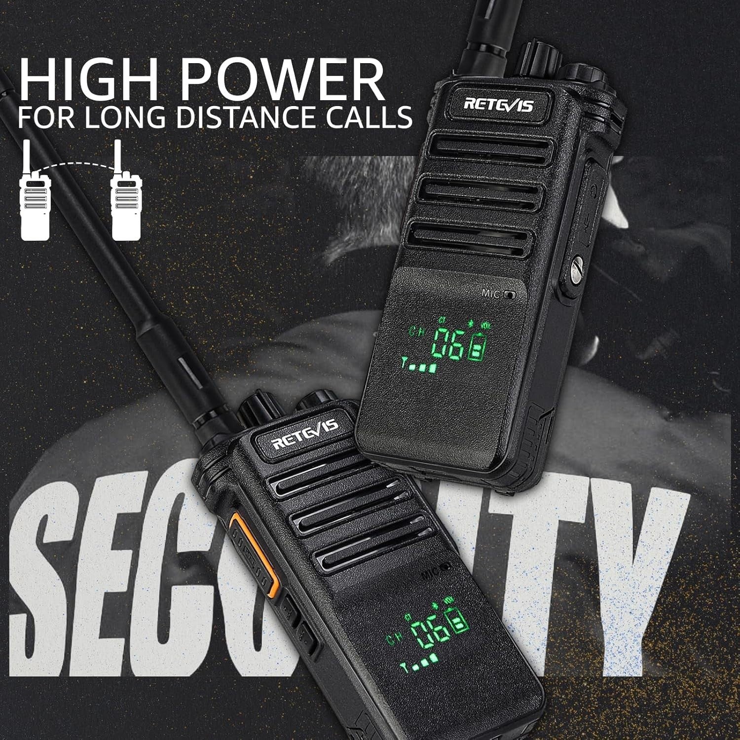 Long Range Walkie Talkies 2 Pack Wireless Headset VOX 2600mAh Radio
