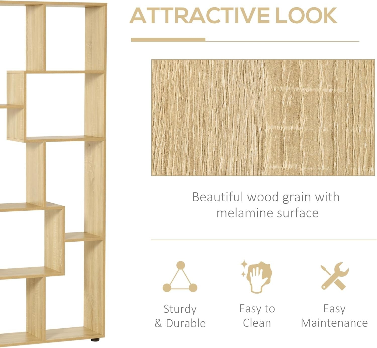 Modern 8-Cube Tall Bookcase Room Divider – Freestanding Storage Unit 178cm