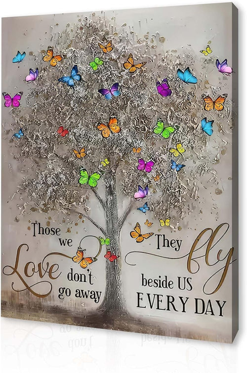 Memorial Tree Canvas Wall Art 12x16in Framed Butterfly