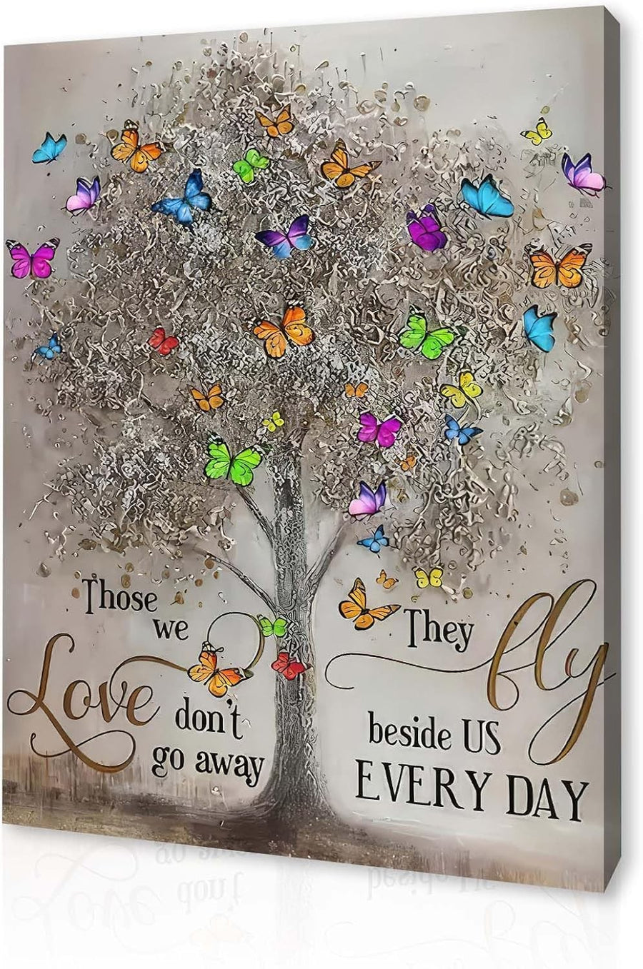 Memorial Tree Canvas Wall Art 12x16in Framed Butterfly