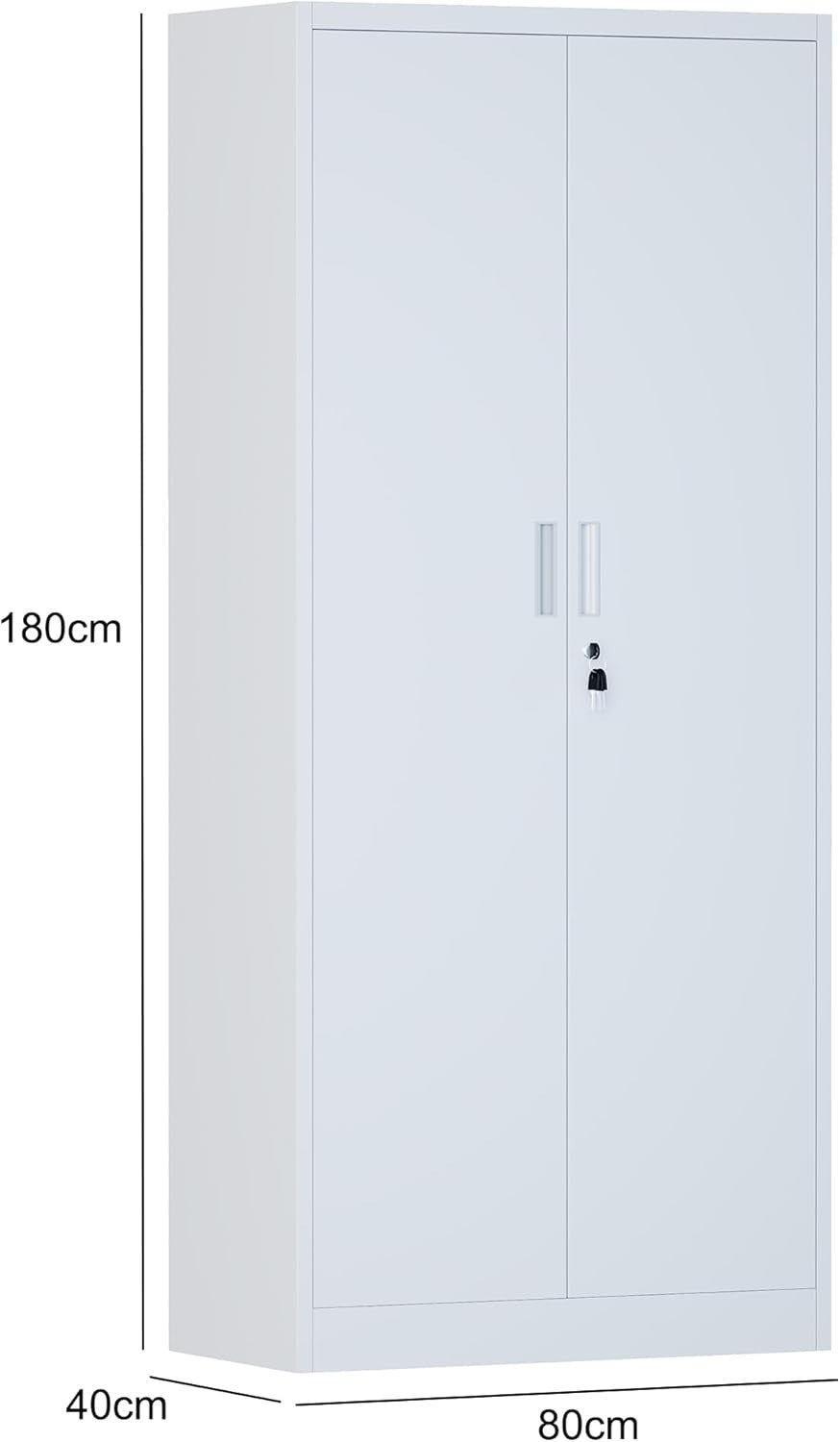 Locking Steel Storage Cabinet 180H 5 Shelves Garage Office Cupboard Metal