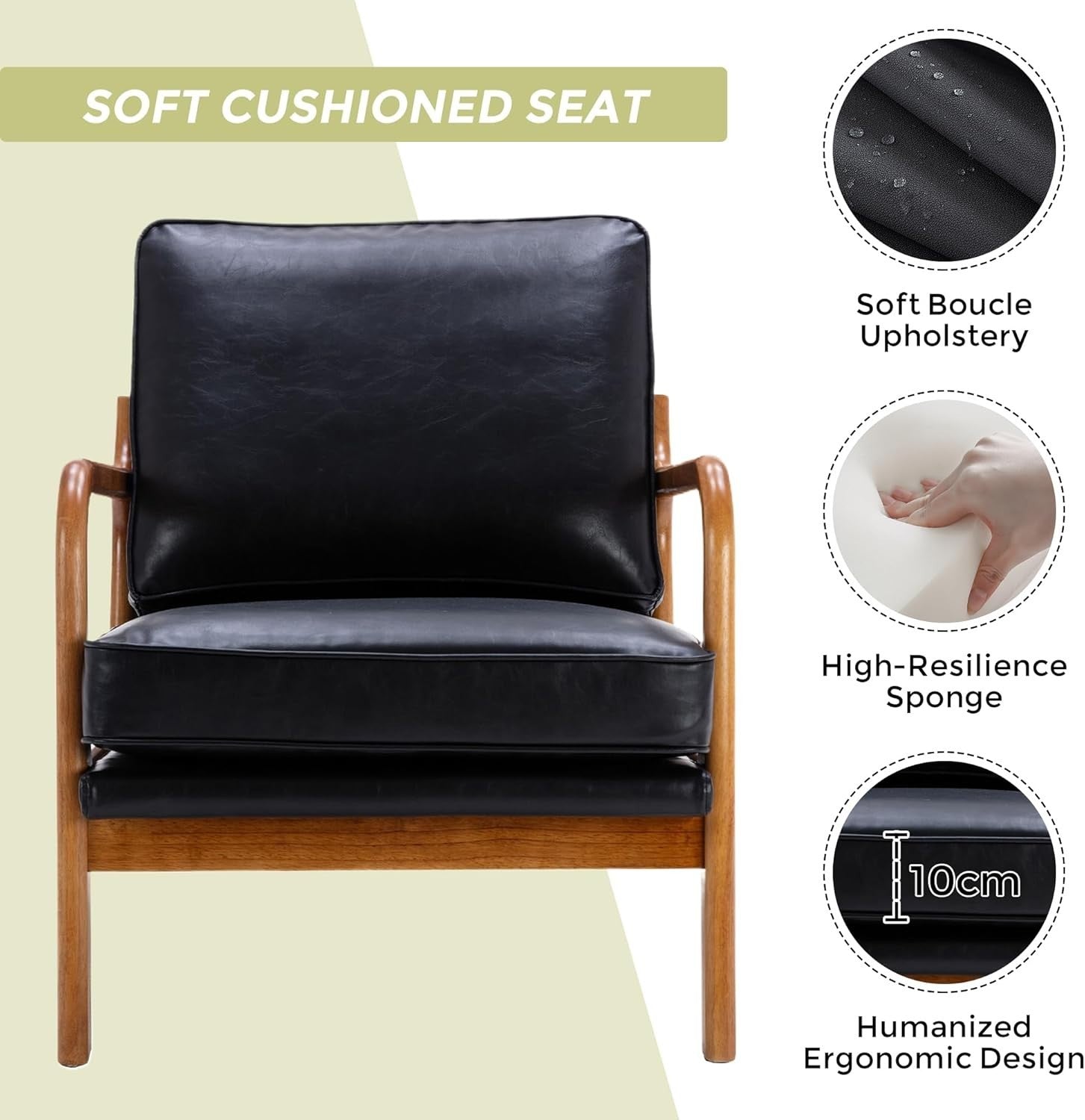 Kids Armchair with Footstool PVC Leather Sofa Chair Toddler Seat Black
