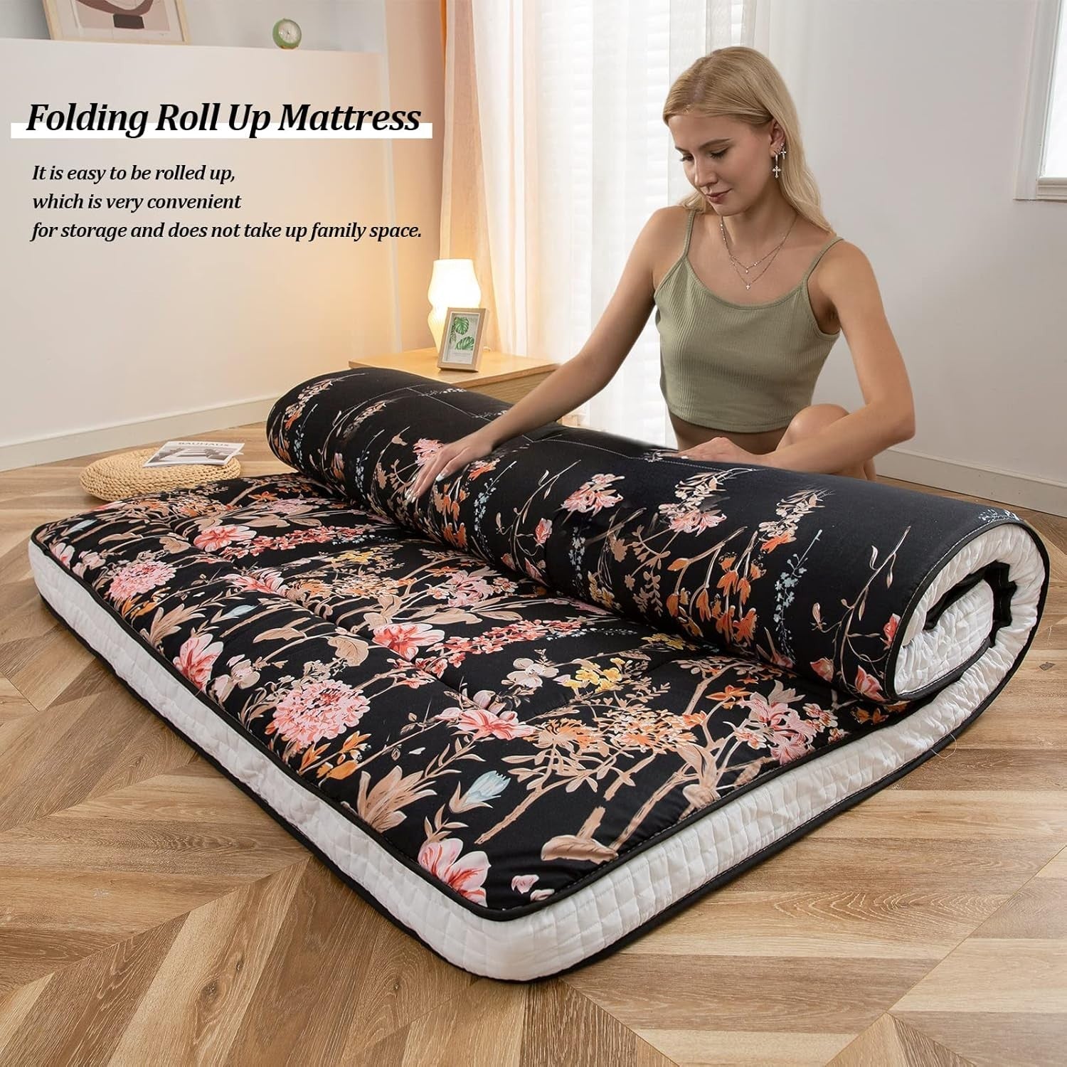 Thick Folding Japanese Floor Futon Mattress | Breathable Guest Lounger Bed