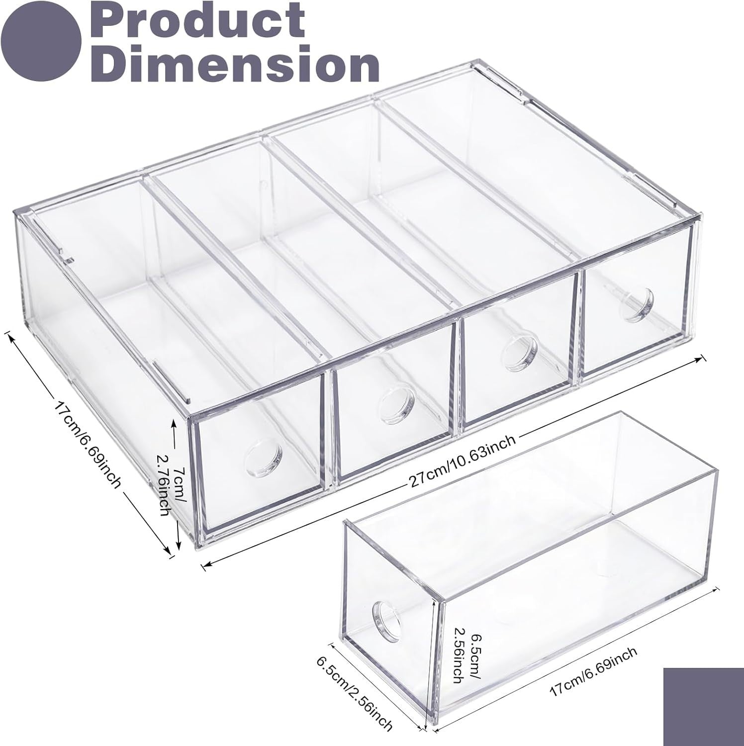 Clear Acrylic Desk Organizer 12 Drawers Stackable Storage Box Office