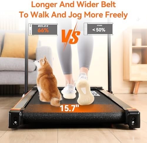 RELEX Foldable Walking Pad Treadmill 1-12 km/h Incline LED Compact