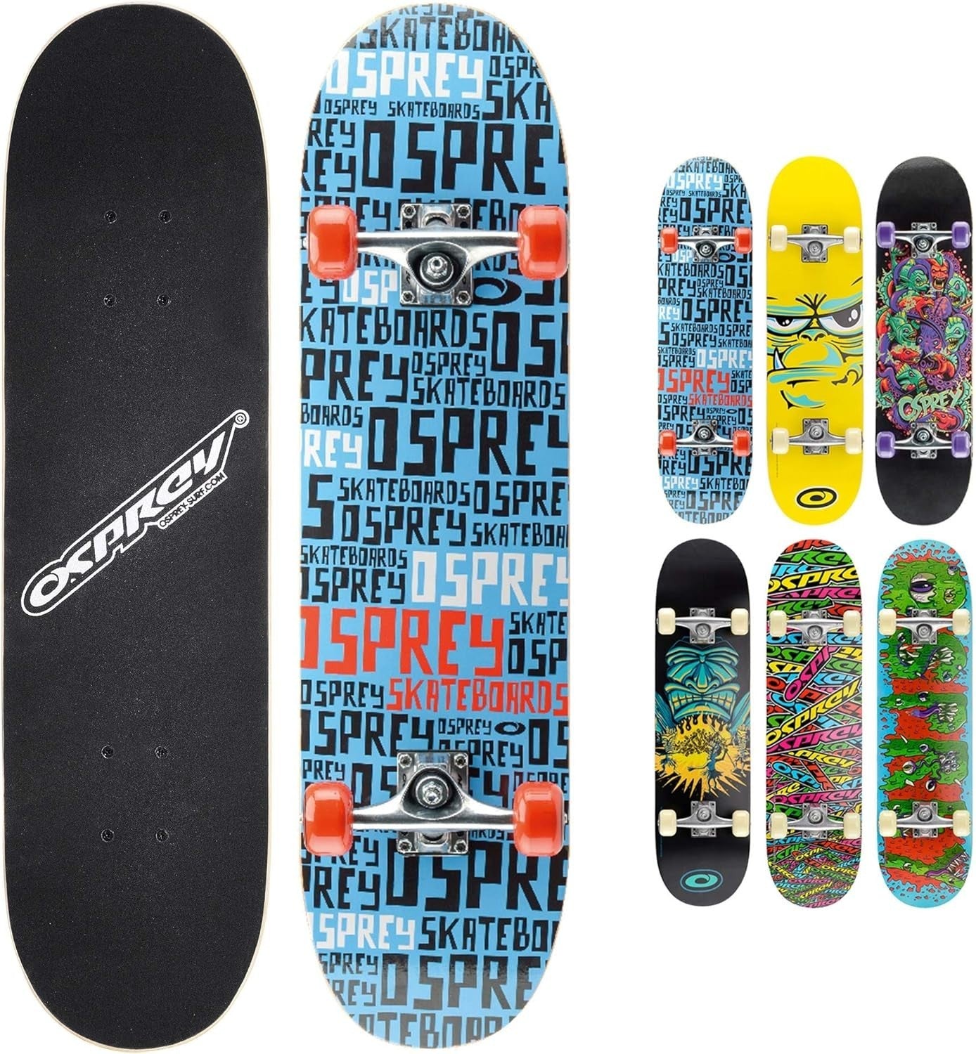 31" Double Kick Skateboard Maple Deck ABEC5 PU Wheels Grip Tape Kids Youth