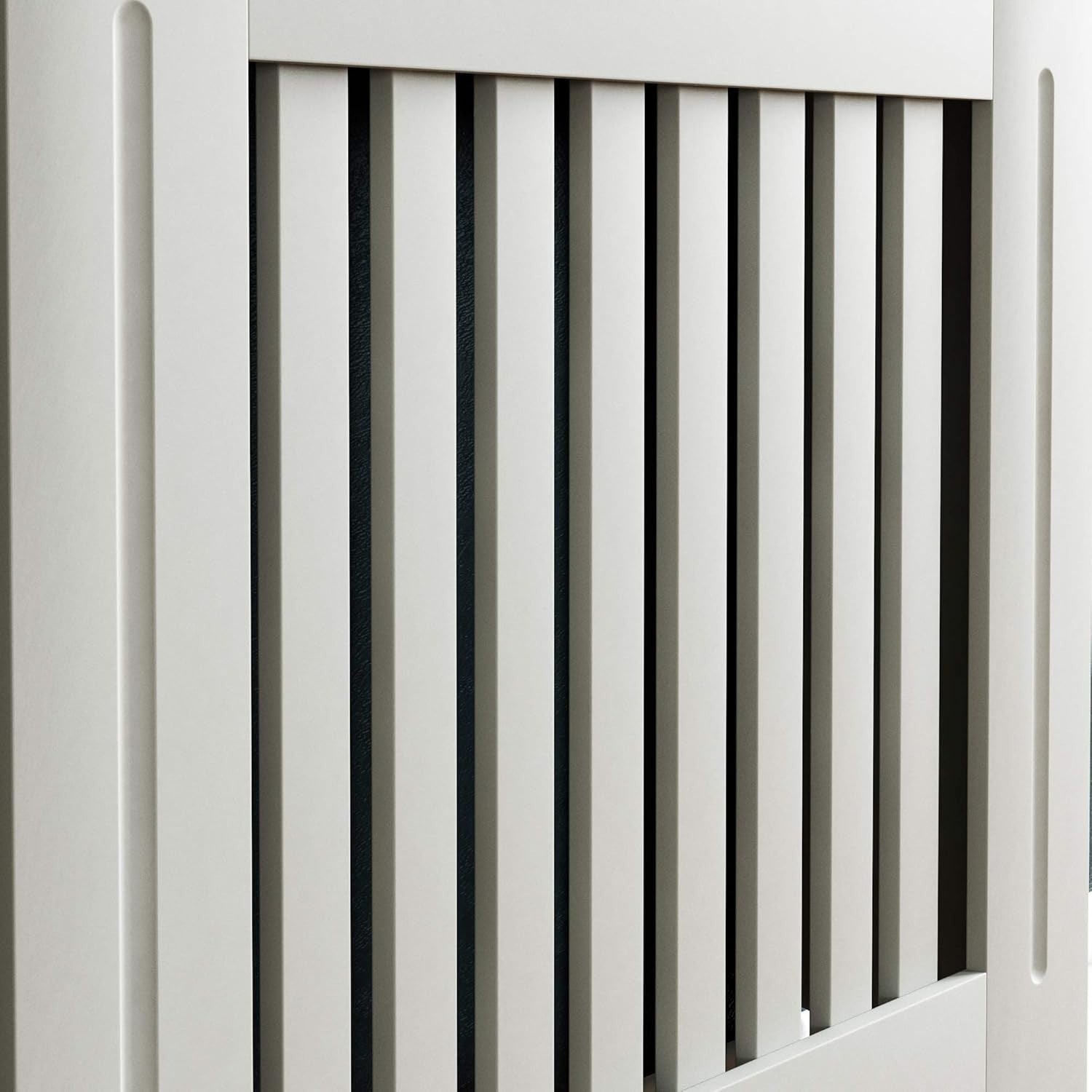 Small Olive Grey Radiator Cover Cabinet MDF Slatted Grill with Wood Top Shelf