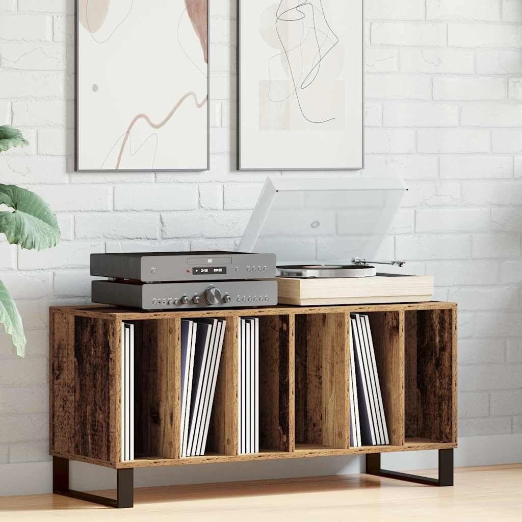 Rustic Solid Wood Media Storage Cabinet with 5 Shelves – Durable & Stylish