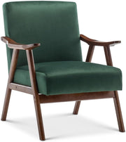 Green Velvet Accent Armchair Mid Century Wooden Lounge Chair