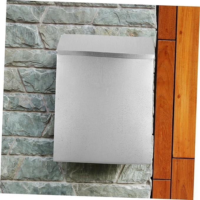 Locking Wall Mount Mailbox Silver Iron Secure Suggestion Box Outdoor Use