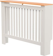 Medium Radiator Cover White MDF Classic Wood with Oak Top Shelf W111xH83cm