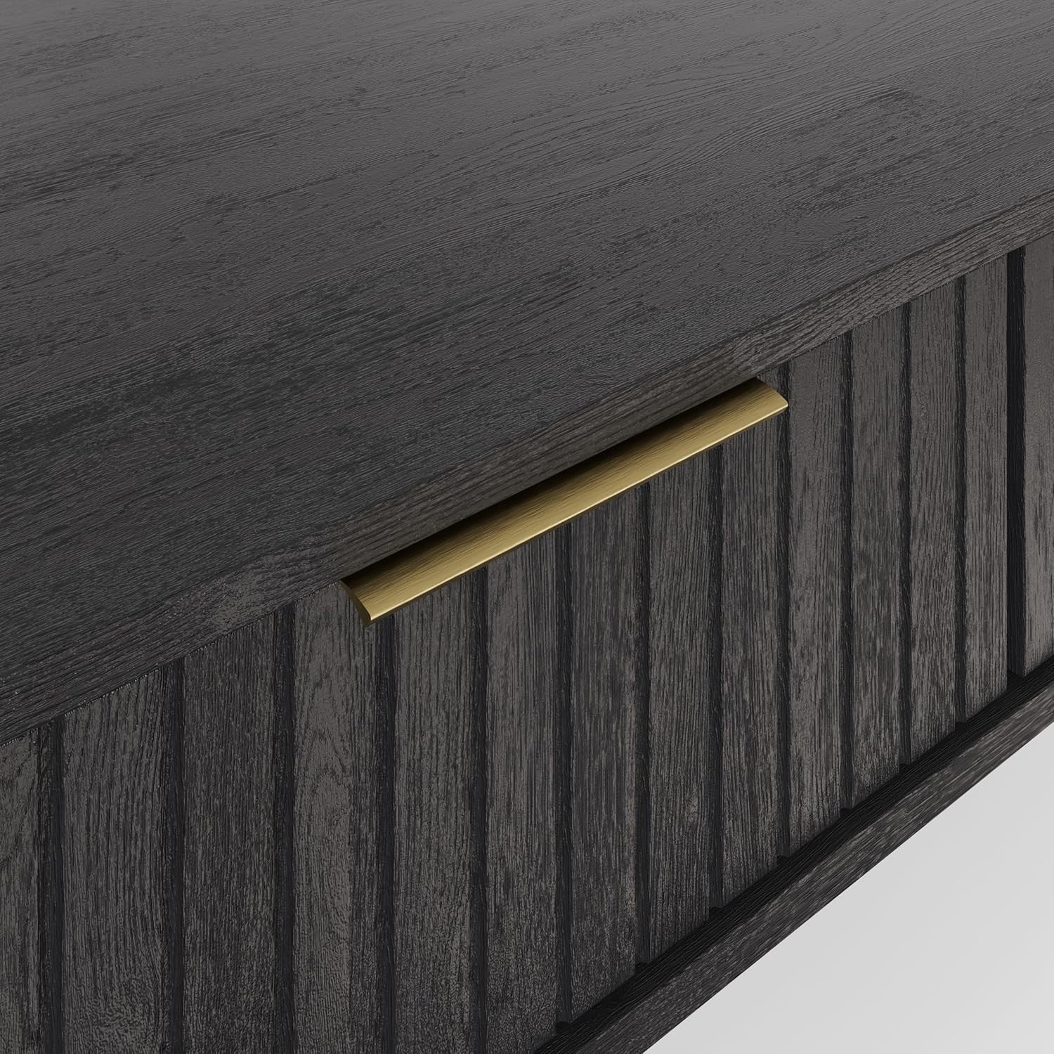 Modern Black Coffee Table with Storage – Wood Display Shelf, 88CM Wide